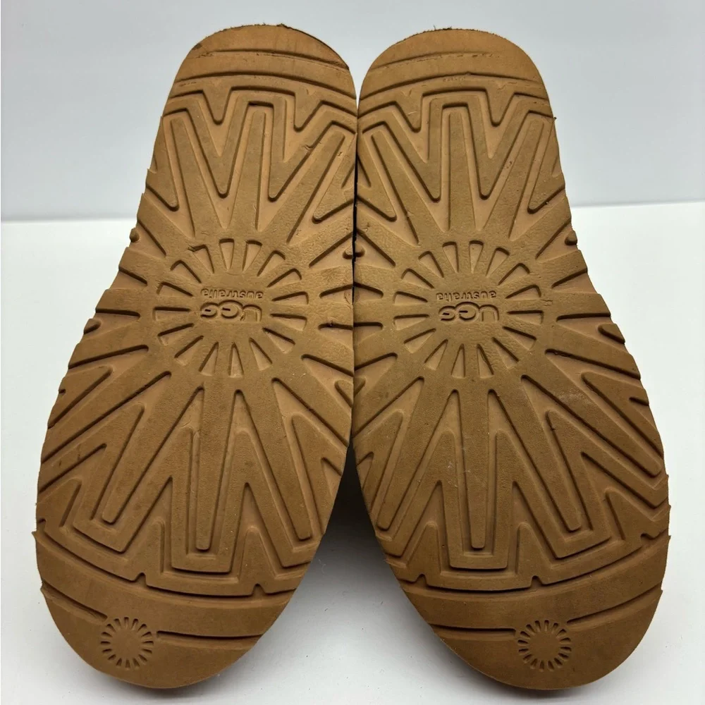 Ugg Suede Slip-On Boots with Knit Cuff - Tan, SZ 5 for big girl, box 29